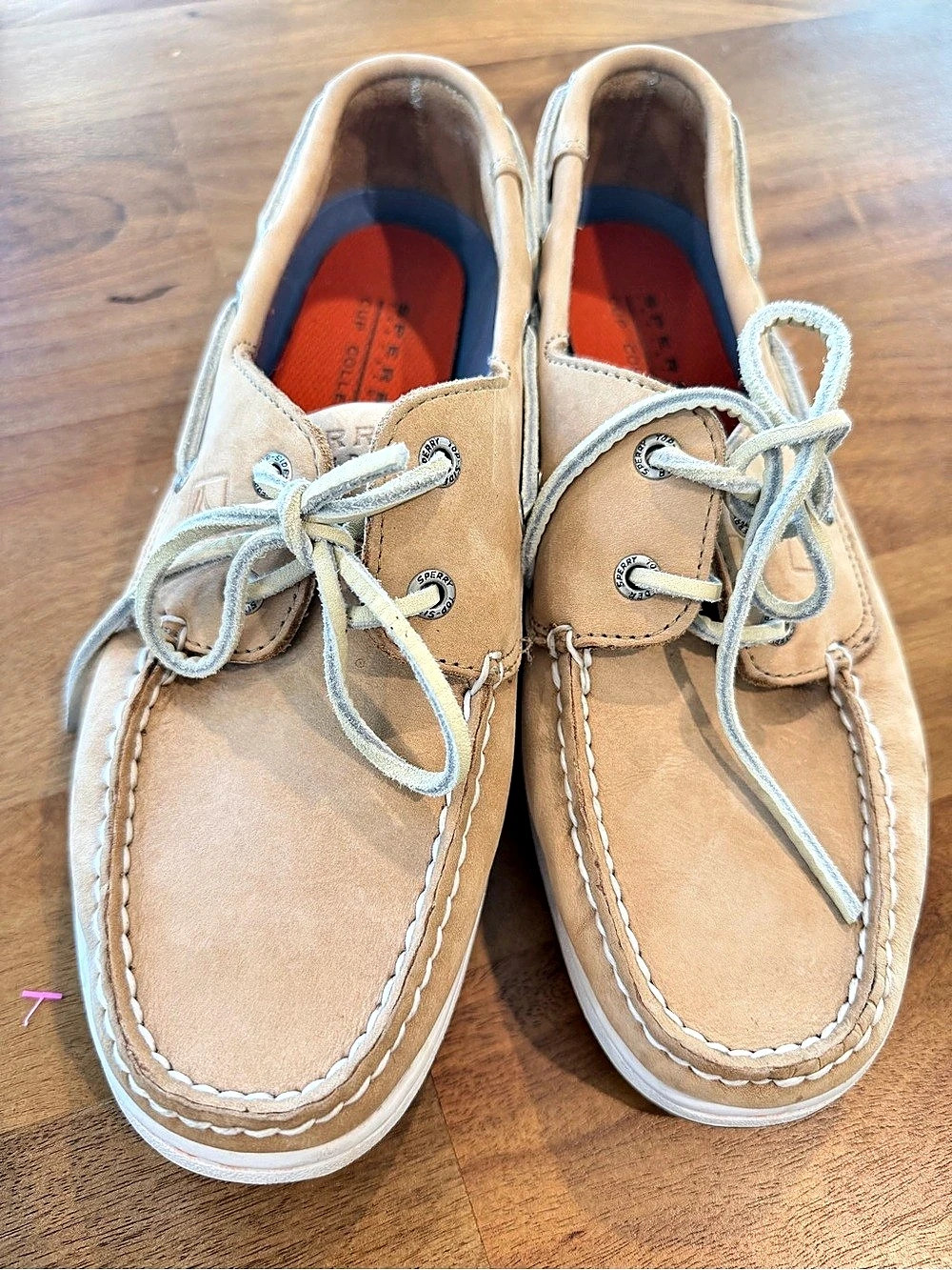 Sperry Cup Collection Top Sider Boat Shoes Tan & Orange Men's Size 9M *EUC*